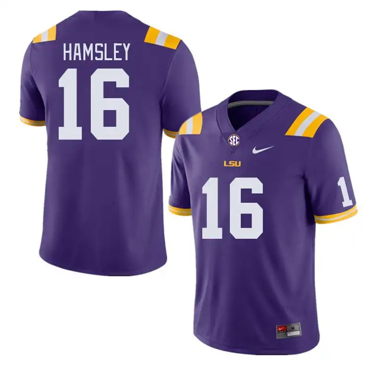 Men's LSU Tigers George Hamsley #16 Purple NCAA Football Jersey